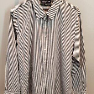 Jones New York Men's Black & White Pin-Stripe Long Sleeve Button Shirt-Size XL